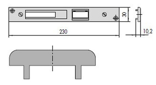 Cerradero central zamak 230x22x14.
