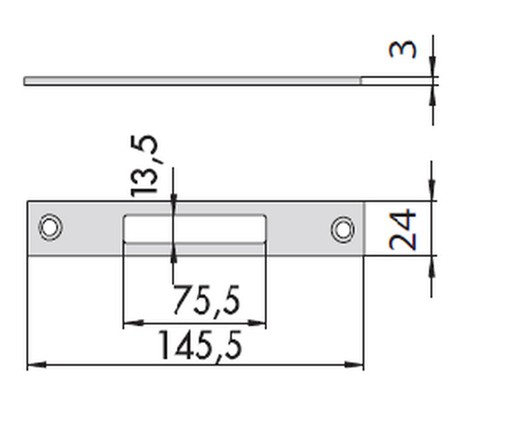 Placa de ataque plana superior/inferior em aço inoxidável 145,5x24x3 multitop