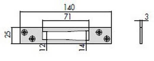 Cerradero Superior/Inferior Plano Inox 140x25x3 Multipunto