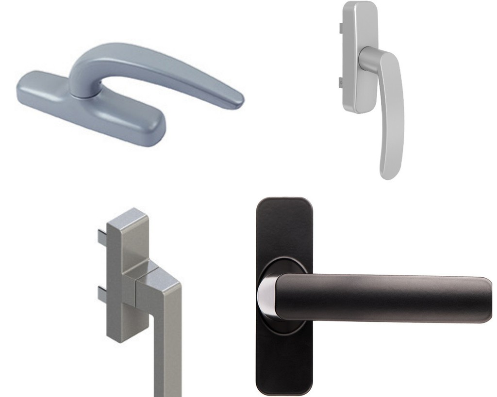 Accesorios de aluminio y PVC - Maneta para puertas con 2 palas Fapim, Negro