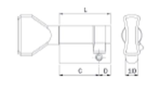 CYLINDRE EUROPÉEN CHROMÉ 1/2 AVEC BOUTON - L/ LONG.