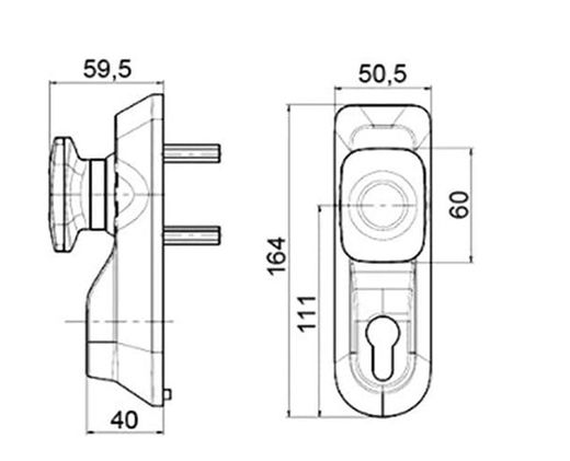 Fonctionnement anti-panique, bouton rotatif avec clé.