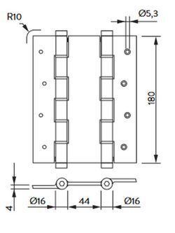 Charnière à ressort double action 180x50, 5934.06/5934.09