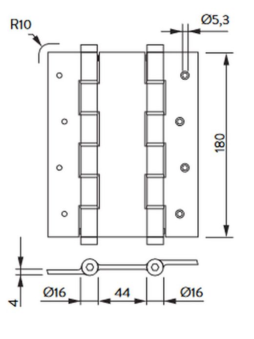 Charnière à ressort double action 180x50, 5934.06/5934.09