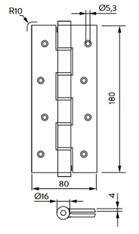 Charnière à ressort à simple action 5814.06/5814.09