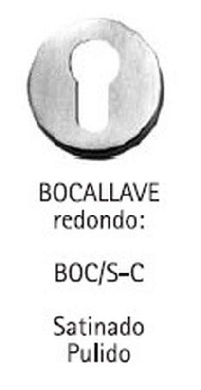 Garniture/trou de serrure rond en acier inoxydable mat.