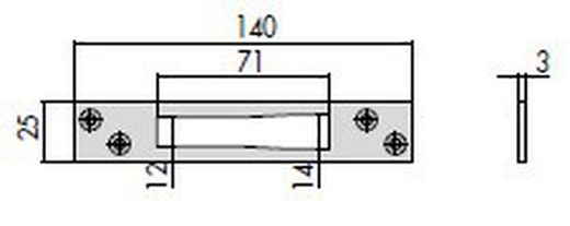 Gâche Supérieure/Inférieure Plate Inox 140x25x3 Multipoint