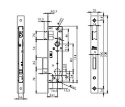 Serrure S.C. Loquet/Loquet droit 35 FR. Chromé.