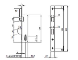 SERRURE S.C. TIGE/NUISIBLE. CAIDA L.C FR. CHROMÉ.