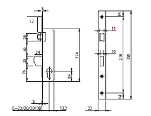 SERRURE S.C. TIGE/NUISIBLE. CAIDA L.C FR. CHROMÉ.