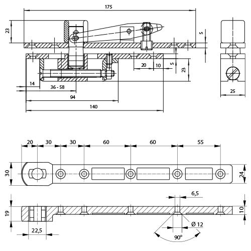 CIERRAPUERTAS SUELO TS500N C/RET. 90º EN3 EJE ESPAÑOL