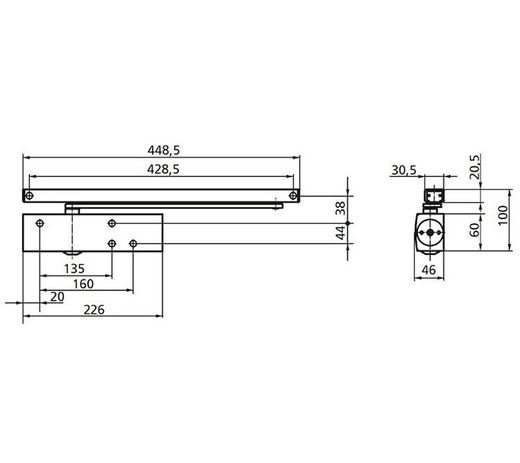 Ferme-porte TS3000 V 1/4 sans guide blanc