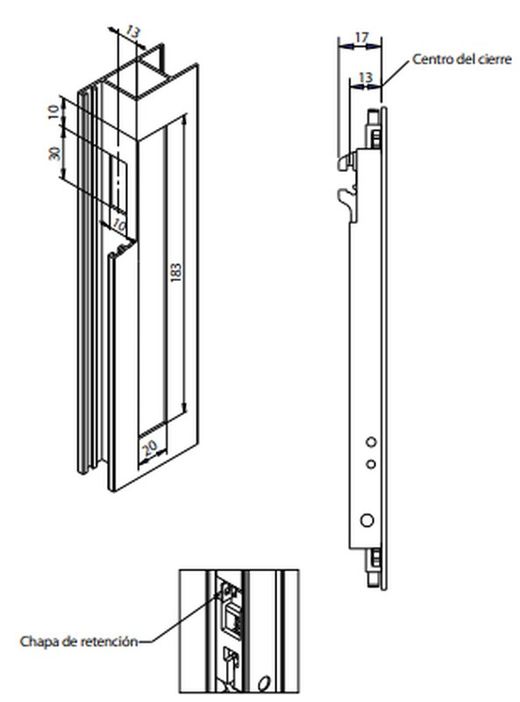 Fermeture encastrée combinée à ressort.