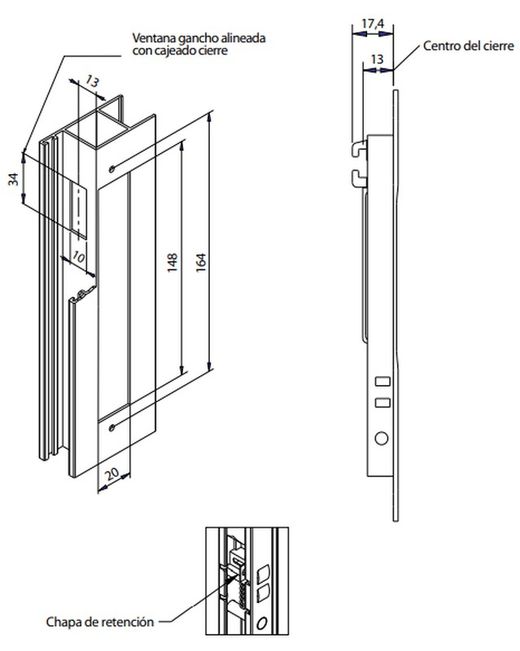 Cierre embutir con tornillos
