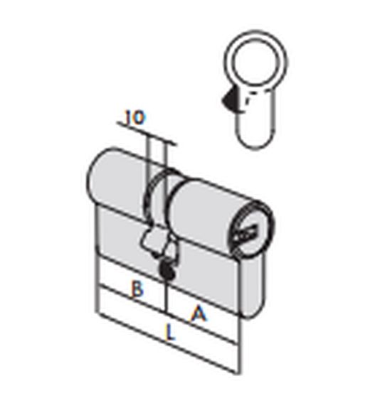Cylindre de sécurité Asix Nickel 55X55 l/long.