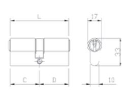 Cylindre Européen Chromé 50+50 - Long L.