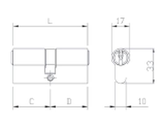 Cylindre Européen Chromé 50+50 - Long L.