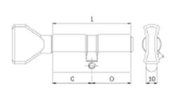 Cylindre européen en nickel 30+30 avec bouton long en L.