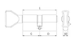 CILINDRO SEGURIDAD ASIX P/POMO NIQUEL 65X40 L/LARGA lado 40