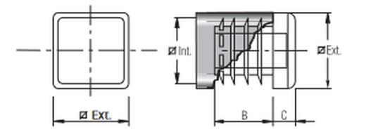 Embout intérieur carré 20x2 0/25x2 5/30x3 0/35x3 5/40x4 0/45x4 5/50x5 0/60x6 0/70x7 0/80x8 0/100x100 noir
