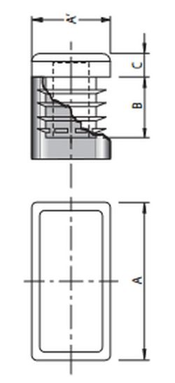 Embout intérieur rectangulaire 40x2 0/50x2 0/50x2 5/60x2 0/80x2 0/60x3 0/60x4 0/70x2 0/80x4 0/100x2 0/100x4 0/120x40 blanc