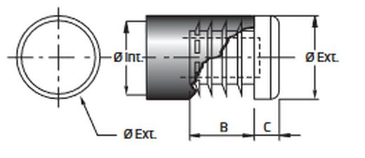 Extrémité intérieure ronde 30/40/50/60 noir