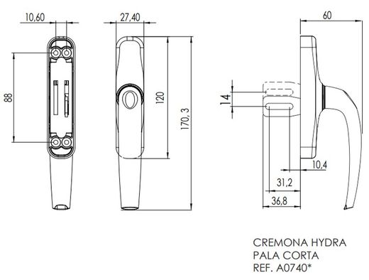 Cremona hydra apertura exterior pala corta