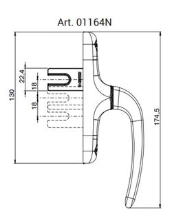 Crémone simple ouverture extérieure 1 lame 35mm.