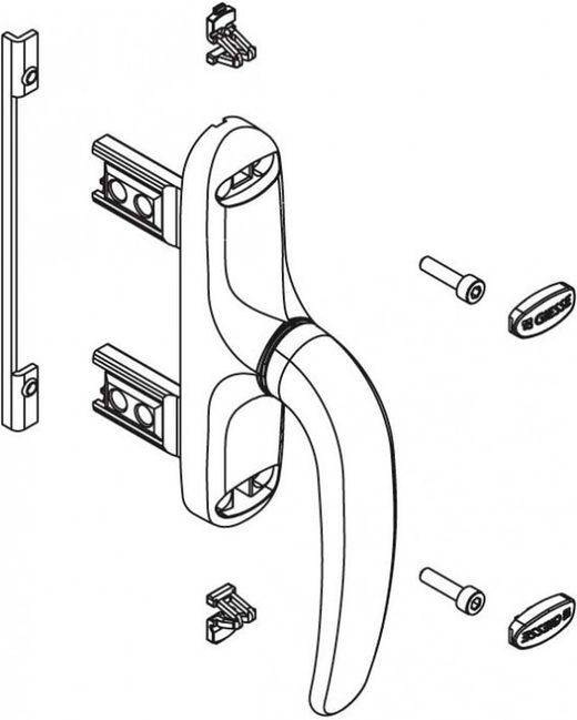 Crémone simple à ouverture extérieure blanche.