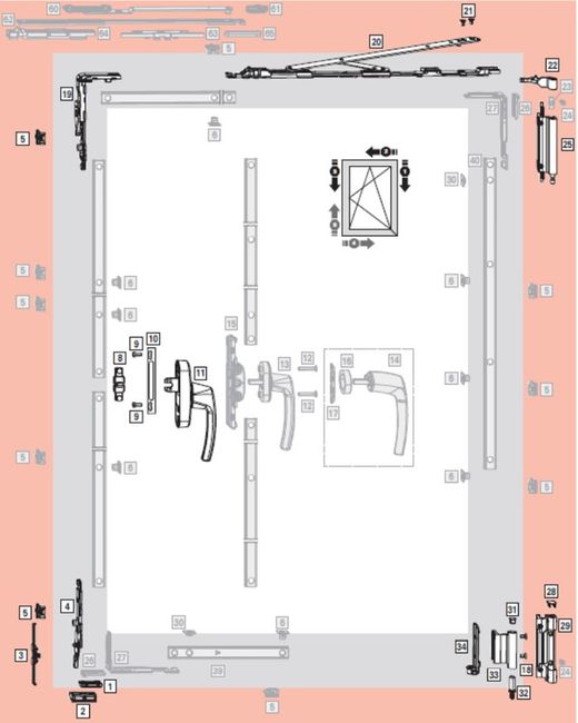 Juego Bisagras Oscilobatiente Aluminio 540 - 90 kg.