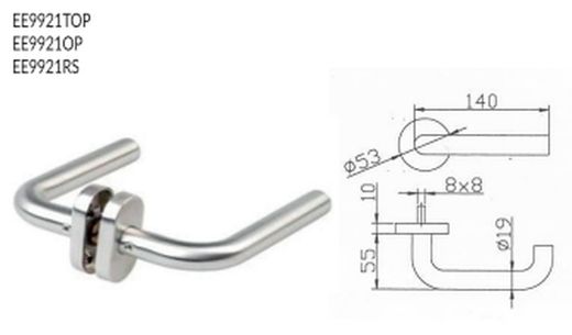 MT002 esc/ensemble de poignées ovales en acier inoxydable mat.