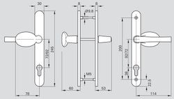 Jeu de poignées à plaque longue + bouton 8/92