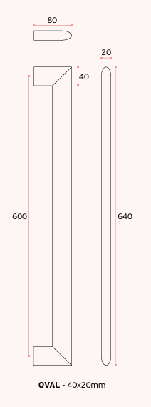 Tirador ovalado fijación oculta 600mm