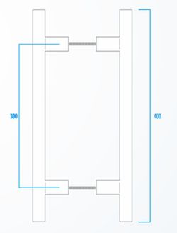 Set de poignées tour rectangulaire l.400 30x20 Inox