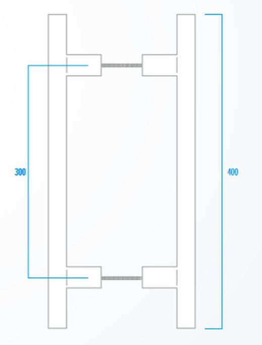 Set de poignées tour rectangulaire l.400 30x20 Inox