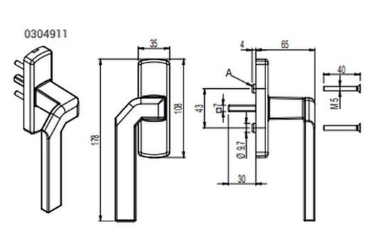 Poignée Kora déplacée grande plaque - à droite.