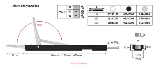 GOUPILLE DE PORTE DENEB 450mm NOIR