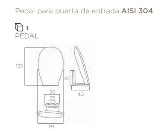 Pédale pour portes d'entrée - Acier inoxydable.