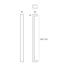 Tirador Rectangular fijación oculta 40X20 de 600mm.