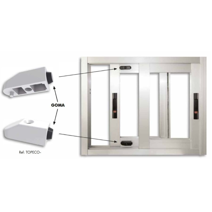 TOPE PARA PUERTAS Y CORREDERAS PLATA